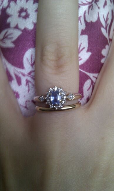 Spinoff: Post pics of your two rings together (wedding ring + engagement ring) :  wedding ring wedding engagement pic photo two finger together worn wear ring porn Mineees