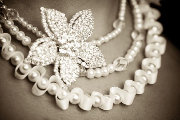 Multi Strand, pearl, rhinestone necklace, Bracelet, Birdcage vail $100.00 obo :  wedding rhinestone multi strand necklace pearls ribbon white bling crystals silver bridesmaids ceremony jewelry rhinestone and pearl bracelet bracelet bird cage veil vintage jewlery VPWJJP 2407