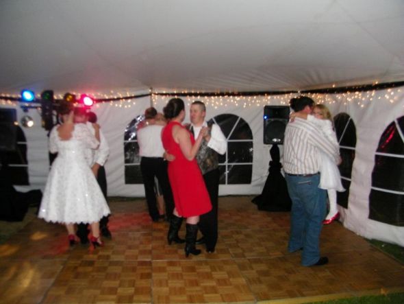 Only 3 freak out moments - so I would say it was a success! Non Pro Pic Heavy :  wedding red white silver redneck black country lace tent water Dancing
