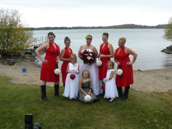 Only 3 freak out moments - so I would say it was a success! Non Pro Pic Heavy :  wedding red white silver redneck black country lace tent water Ladies