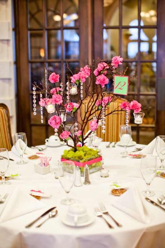  Branch Centerpieces for Sale wedding lime green hot pink centerpiece