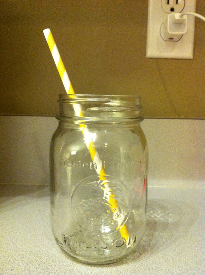 My Mason Jar Cups wedding mason jar cup straw striped white yellow diy 