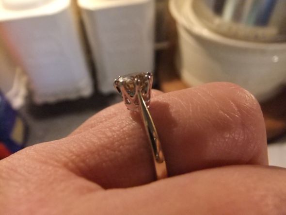 1.9 mm for 2 ct solitaire ring.. is that too thin? :  wedding moissanite e ring band width solitaire petite DSCF3146