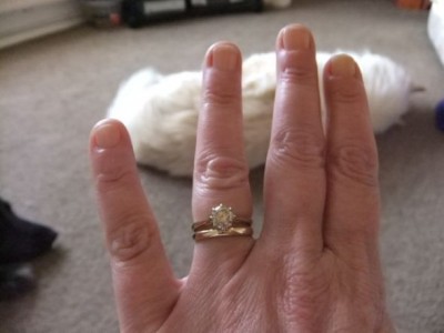 My E-Ring...Gorgeous Round Brilliant Solitaire...SHOW ME YOUR BANDS!! :  wedding ring diamond solitaire tiffany setting DSCF3149