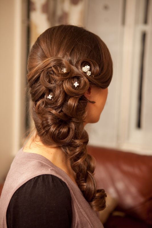 Show Me: Half-down or Side Do Inspiration for Curly Haired Girls :  wedding curly hair half up half down V