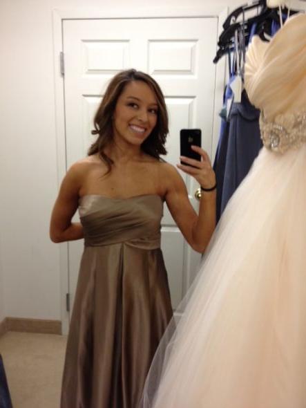 I'm down to two! Help me choose my bridesmaid dress to complement wedding gown! :  wedding lazaro 3108 bridesmaids amsale slate bill levkoff euro taupe BillLevkoffEuroTaupeOn