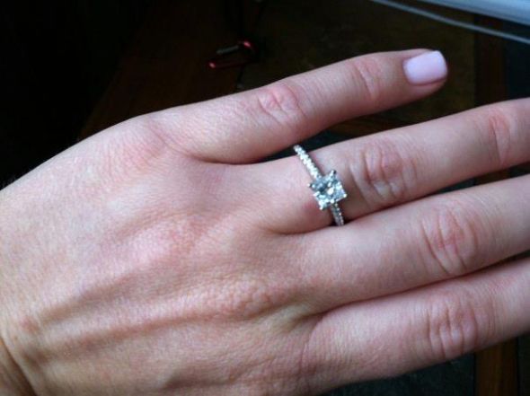 Show me your wedding bands with solitaire e-rings please! :) :  wedding diamond moissanite band wedding band e ring engagement ring solitaire 298225 10150269879411966 516446965 7746816 963941 N