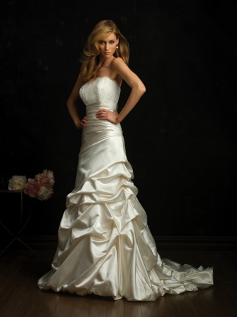 Lace top Satin bottom Dresses wedding Allure Bridals 8674 Wedding Dresses