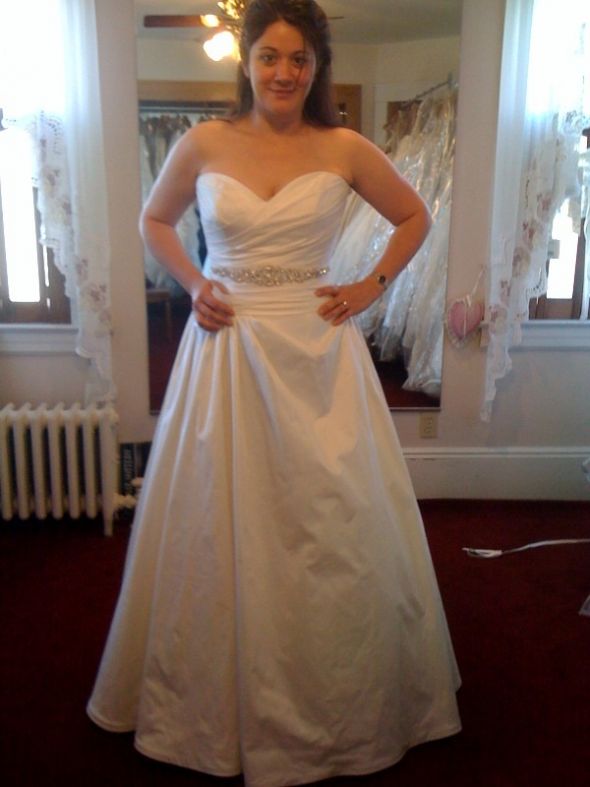 Size 12/14 (street size) brides: Post your dress pics! :  wedding wedding dress size 12 size 14 hourglass petite photos pictures pics ball gown 1 a line 1 Paloma Blanca 4165 On Me