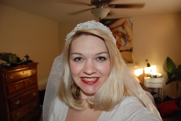 Veil Help! *Pic Heavy* :  wedding veil lace accessories rhinestone hair pins hair Possible Veil Front