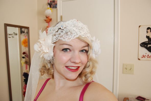 Veil Help! *Pic Heavy* :  wedding veil lace accessories rhinestone hair pins hair With Flowers