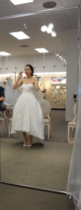 I bought my dress - Pics Inside :) :  wedding dress davids bridal oleg cassini highlow shoes short DSC00932