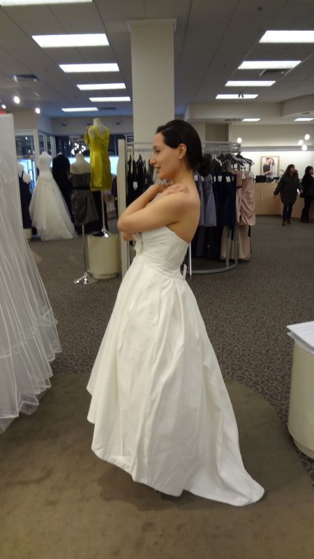 I bought my dress - Pics Inside :) :  wedding dress davids bridal oleg cassini highlow shoes short DSC00948