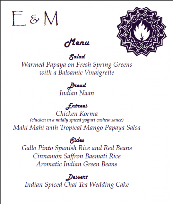 Our menu design!