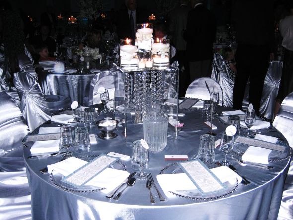 Beautiful Silver Satin Table Linens wedding linens table table cloths 