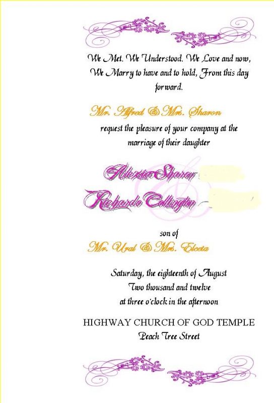 examples of wedding invitations programs in the philippines
