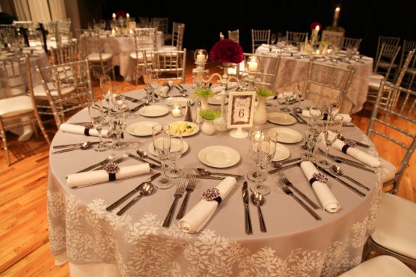 The 2 rectangle were used at the bridal table and the round we used for the 