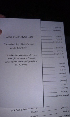reception fun (Mad libs)