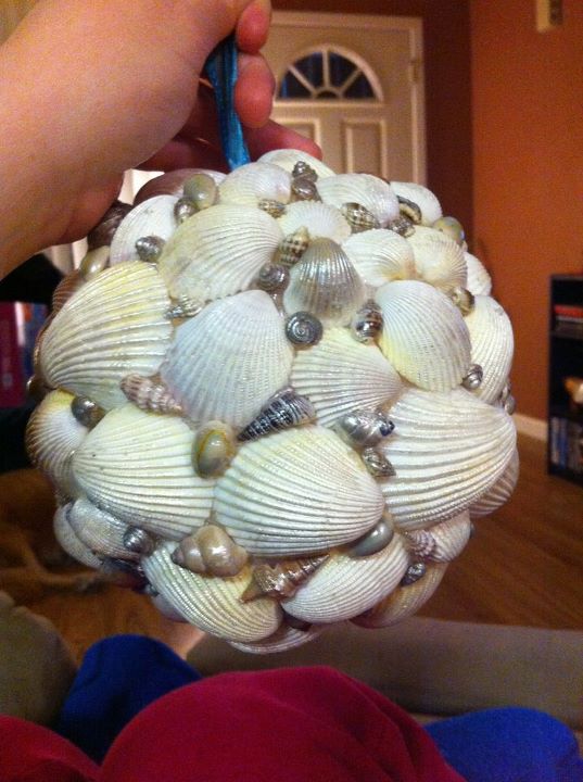Seashell Pomander Ball : wedding beach summer kissing ball pomander pink turquoise teal inspiration ceremony diy Kissingball2