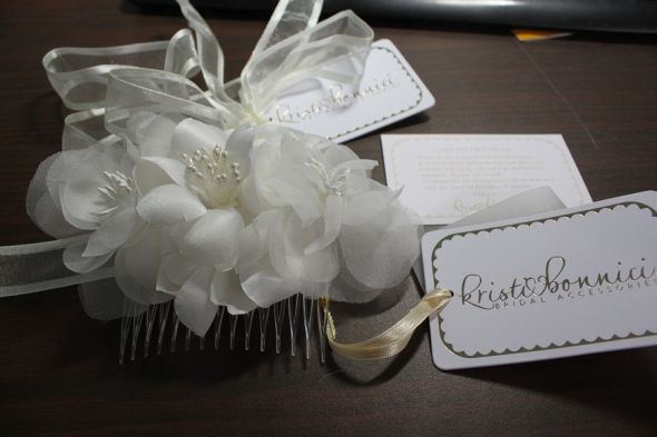 Krist Bonnici Couture Hair Flower - worth over $400! :  wedding hair flower rare couture designer accesory veil white ivory inspiration dress flowers jewelry IMG 4304