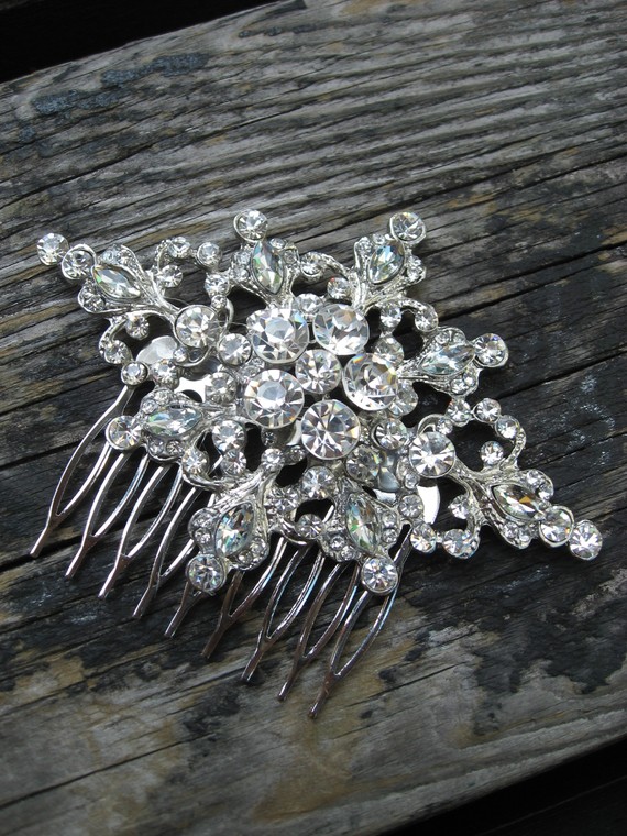 Hair combs one or both :  wedding hair combs hair crystal jeweled bridal comb bridal hair Haircombsnowflake