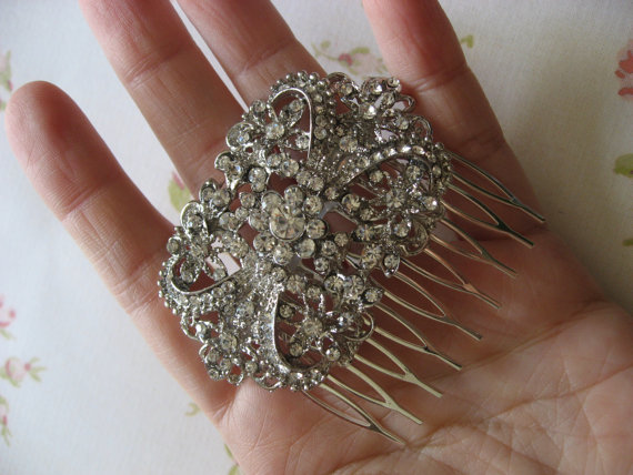 Hair combs one or both :  wedding hair combs hair crystal jeweled bridal comb bridal hair Hairthing2