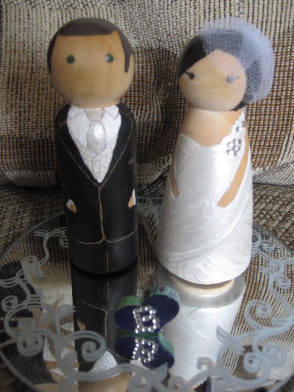 DIY wood figure painted cake toppers wedding wood cake topper personalized 
