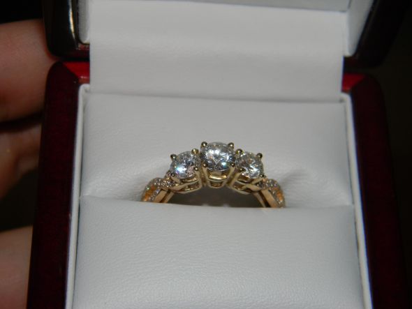 Show me your 3 stone rings with carats of stones! :  wedding 3 stone 1 three stone 1 carat engagement ring ring porn ring 3 stone three stone engagement picture side stones Ring1