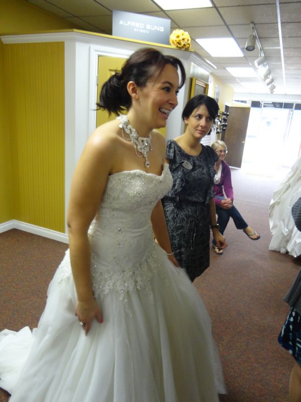 Anyone wearing a David Tutera Dress???  I love mine!! :  wedding david tutera dress princess two in one DSC01356 2