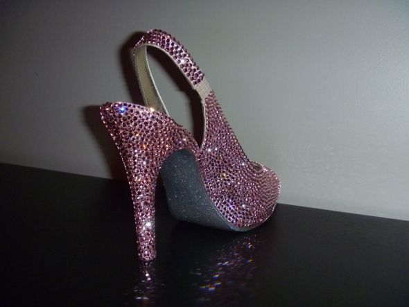 My DIY perfectly pink Swarovski Crystal Shoes :  wedding swarovski crystal shoes shoe bling pink sparkle P1020258