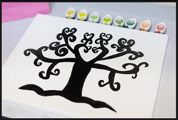 Tree of Love - Wedding Guestprint (Guestbook) - Unique, Classy, Beautiful :  wedding wedding ceremony guestbook tree thumbprint guests favors guest book hearts unique love pink purple bridesmaids cake bouquet engagement inspiration dress flowers ring invitations jewelry makeup reception shoes Treeoflove1