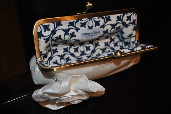 FOR SALE: Bridal Clutch ($50 includes shipping) : wedding clutch something blue blue ivory jewelry DSC 0177