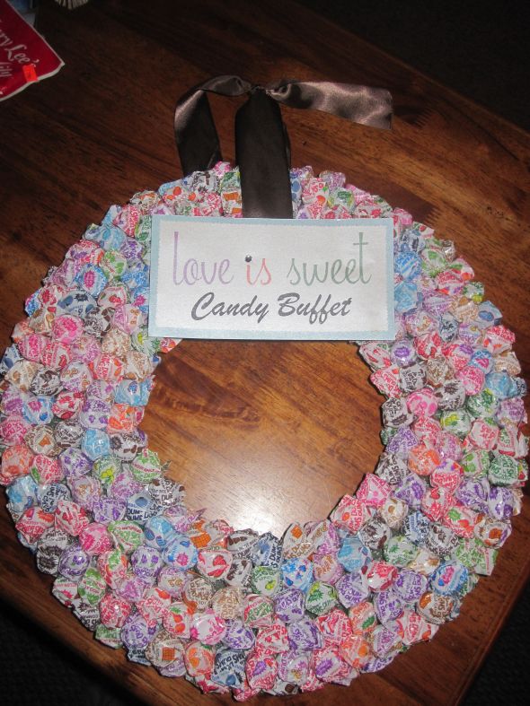 DIY Friday wedding diy features IMG 5767 Candy Buffet Dum Dum Wreath 