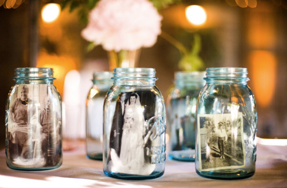 Blue Mason Jars :  wedding blue mason jars wedding reception flowers candle holders photos 1 antique zinc lids teal inspiration ceremony flowers diy reception Mason Jar Photos By Jessamyn Harris