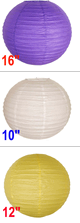 help! coordinating paper lantern colors :  wedding paper lantern decor purple theme gold color Numero 3