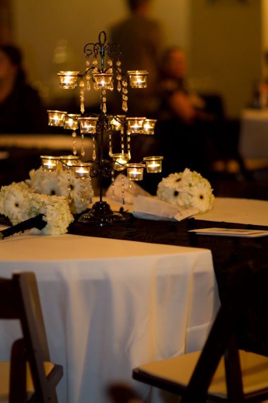 Black Candlelabras! Bling!! SE TN and GA : wedding black candles votives crystals teal blue brown navy gold green orange pink purple red white ivory yellow silver ceremony flowers diy reception Candles