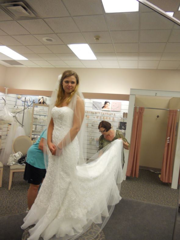 Which hairstyle do you think would be best with this dress and for the beach??? :  wedding veil hair beach flower Wedding 085