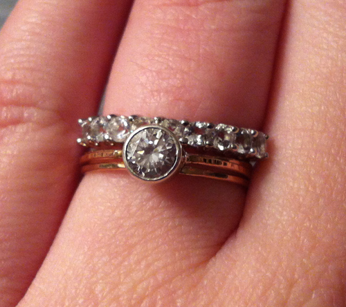Any bees with bezel set rings? :  wedding bezel peridot ring IMG 0509