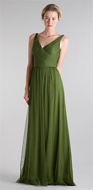 Brand New Flowing V-Neck Crinkle Silk Chiffon Size 4 :  wedding Norah Jeweledgreen20100330220947