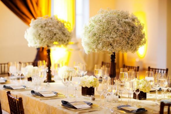 Babysbreath poof versus hydrangea ball........HELP!!!! : wedding flowers centerpieces wedding ceremony reception white hydrangea babys breath roses help Babys Breath Centerpiece