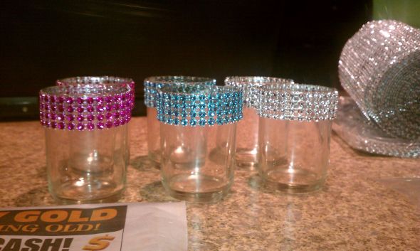 Bling Votives Silver Fuschia Turquoise Teal wedding bling candles 
