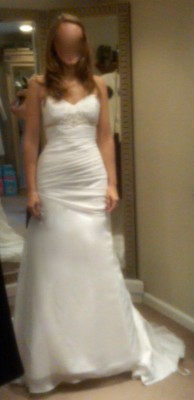 Please vote on these pics! Need help deciding on what to do with my gown... :  wedding vote opinions dress alterations modify rouching chiffon help Dress 3