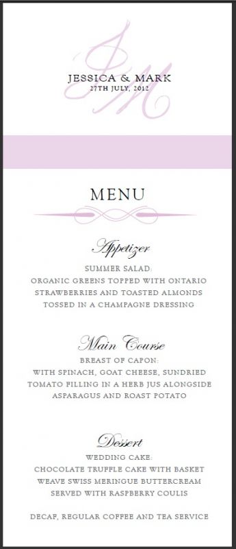 Invitation Feedback (Pic Heavy!!) :  wedding Menu