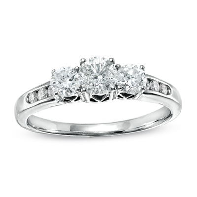 Semi-eternity three stone e-rings + bands :  wedding ring rings e ring engagement three stone 1 three stone semi eternity 1 eternity Three Stone E Ring Stock Photo