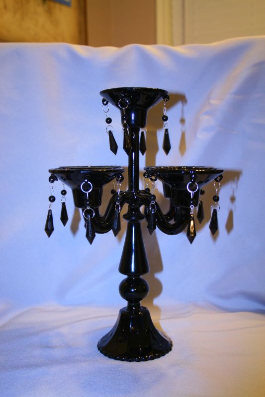 Black Glass 5 Arm Candelabras :  wedding 5 arm candelabra glass centerpiece black reception 001