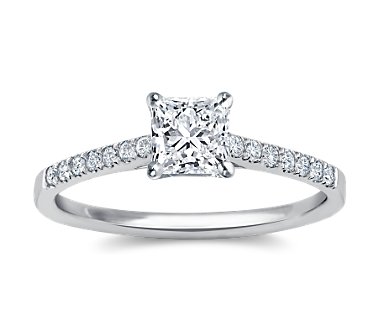 Heirloom Petite Cathedral Pavé Diamond Engagement Ring : wedding pave cathedral blue nile heirloom petite thin band solitaire Setting Template Main