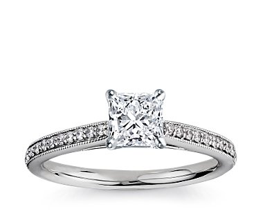 Heirloom Petite Cathedral PavÃ© Diamond Engagement Ring :  wedding pave cathedral blue nile heirloom petite thin band solitaire Setting Template Main1