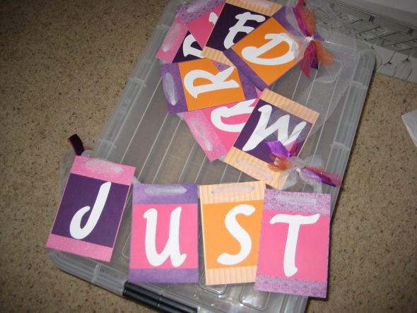 Just Married banner 15 Items from purple magenta and orange wedding 
