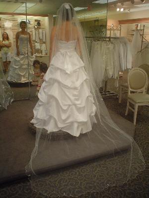 cathedral length veil with beaded flower and scallop edge wedding veil 