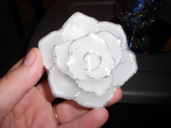 DIY blue  flower petal centerpiece